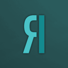 A stylized turquoise paragraph symbol (¶) with one vertical line extended upward, set against a dark teal background. The design creates a modern and abstract look.